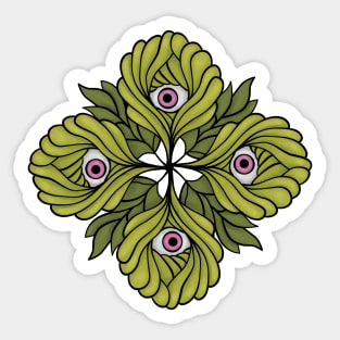 Spring Plant Botanical Fantasy - Green Kaleidoscope Sticker